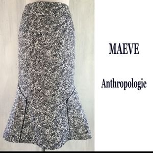 Anthro Black Daisy flute skirt